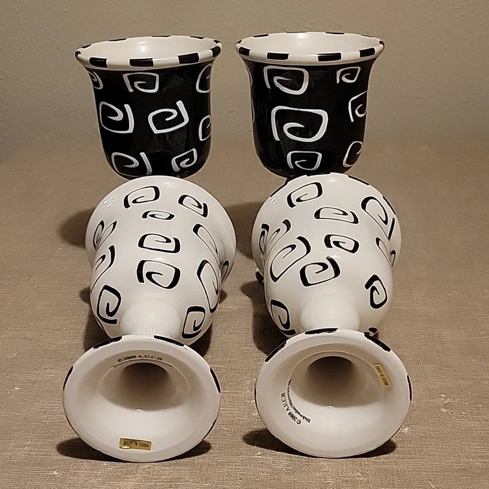 Ceramic Wine Giblets; Unique Goblet; set of 4